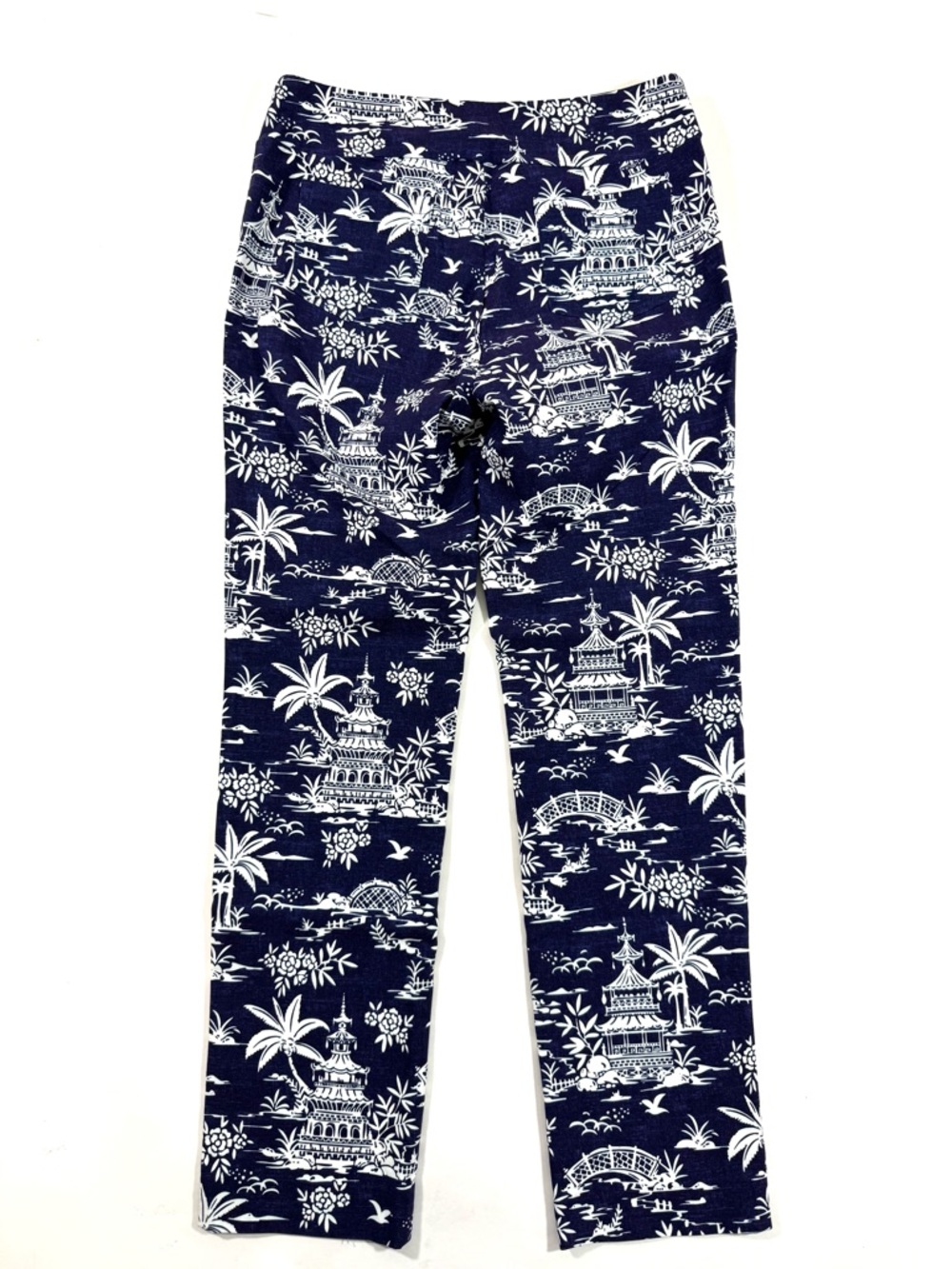 J McLaughlin Masie Pants Blue White Palm Pagoda Print - Picture 3 of 10